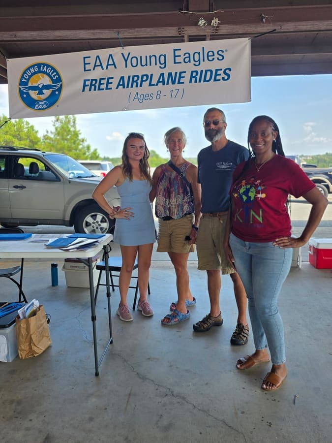 Volunteers at the EAA Young Eagles free airplane rides booth