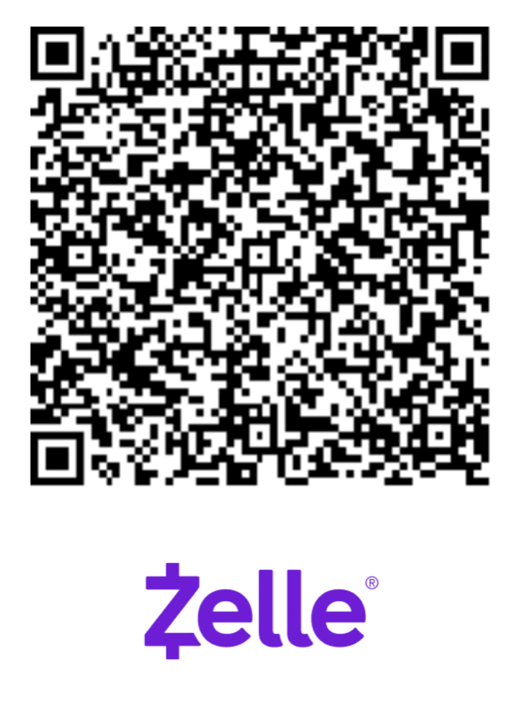 Zelle QR code for donating to The K.I.N. Foundation